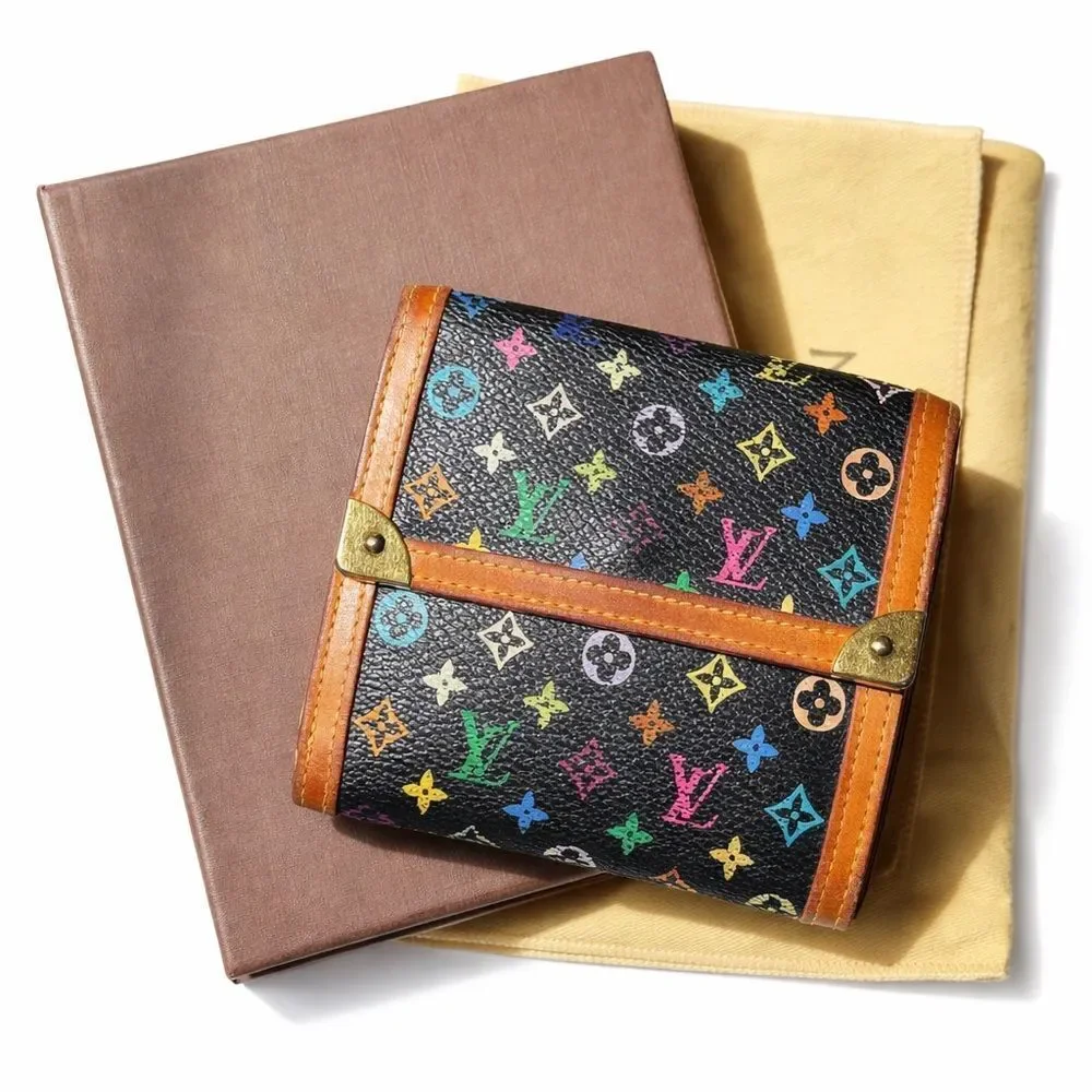 Louis Vuitton Murakami Multicolor Elise Wallet Black w/ Box Dust Bag Rare Y2K